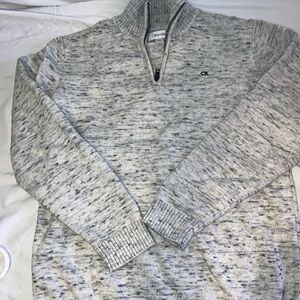Calvin Klein Men's Light Heather Gray Zip-Neck Sweater